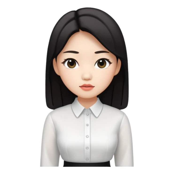 Jennie Kim, medium shot, in a white blouse and pencil skirt sticker