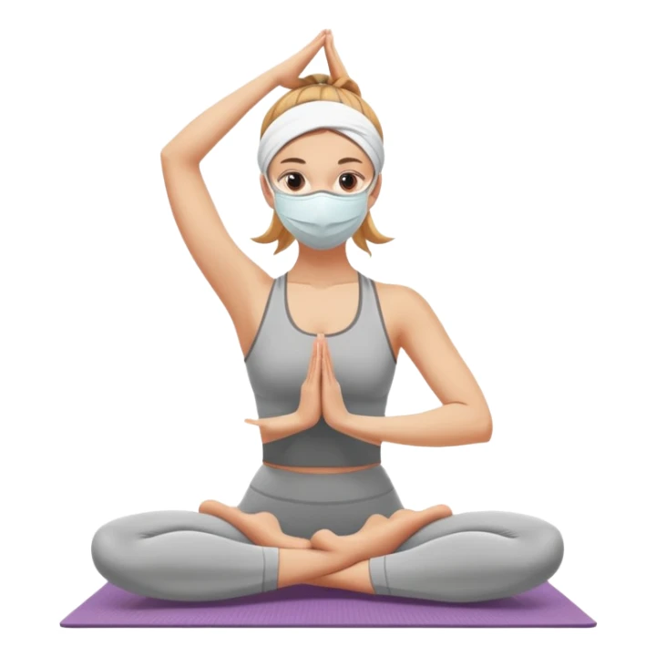 A wheaty girl doing yoga with a face mask on sticker