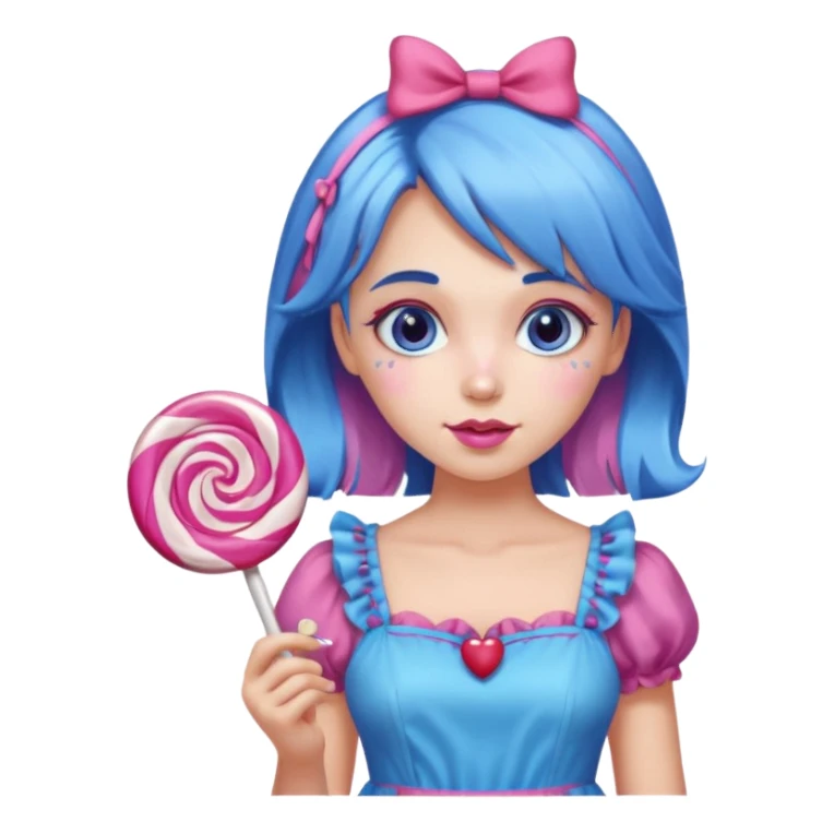 candy girl from candyland blue pink mixed hair sticker