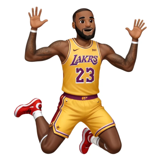 Make a person who looks like LeBron James jumping with excitement  sticker