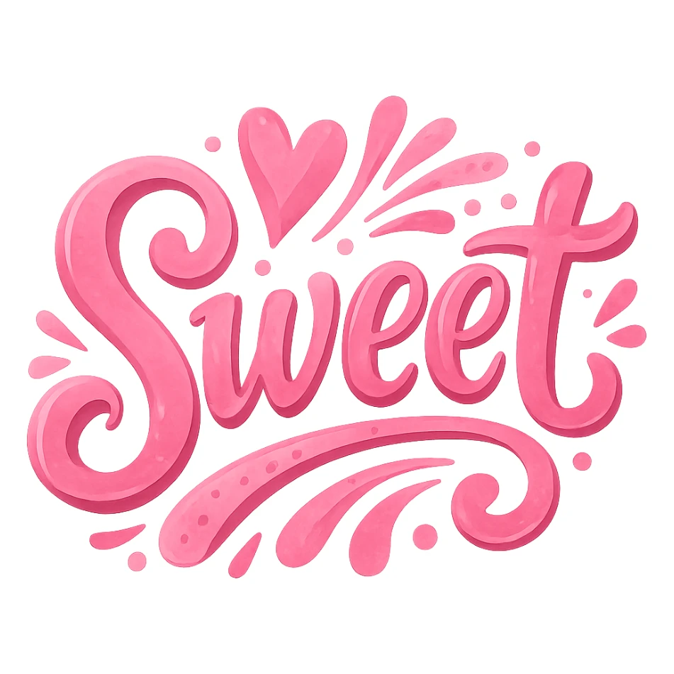 the word 'sweet' in a creative, pink-themed style, remove background sticker