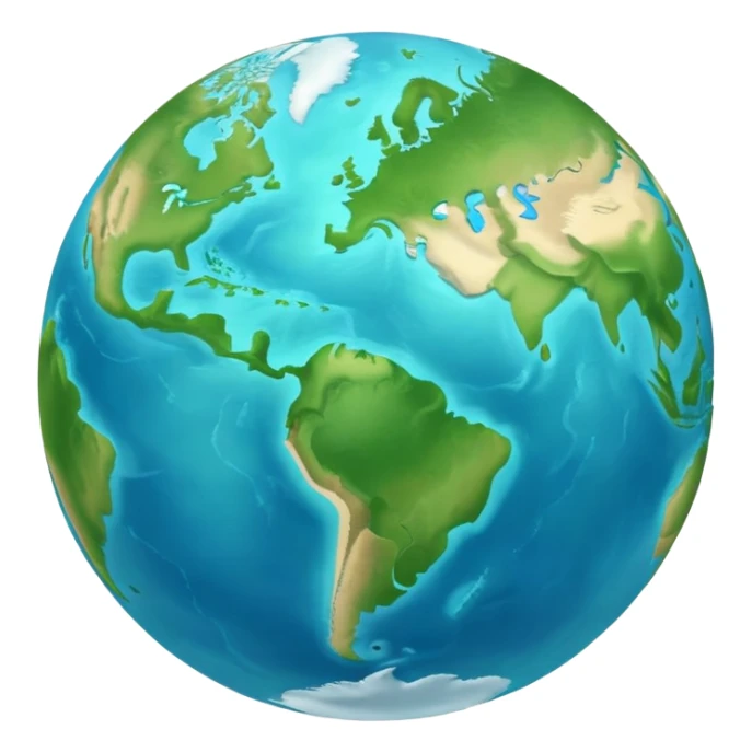 Minimalist Earth globe with blue oceans and green landmasses shaped exactly like the number 812, clean iOS emoji style, simple design sticker