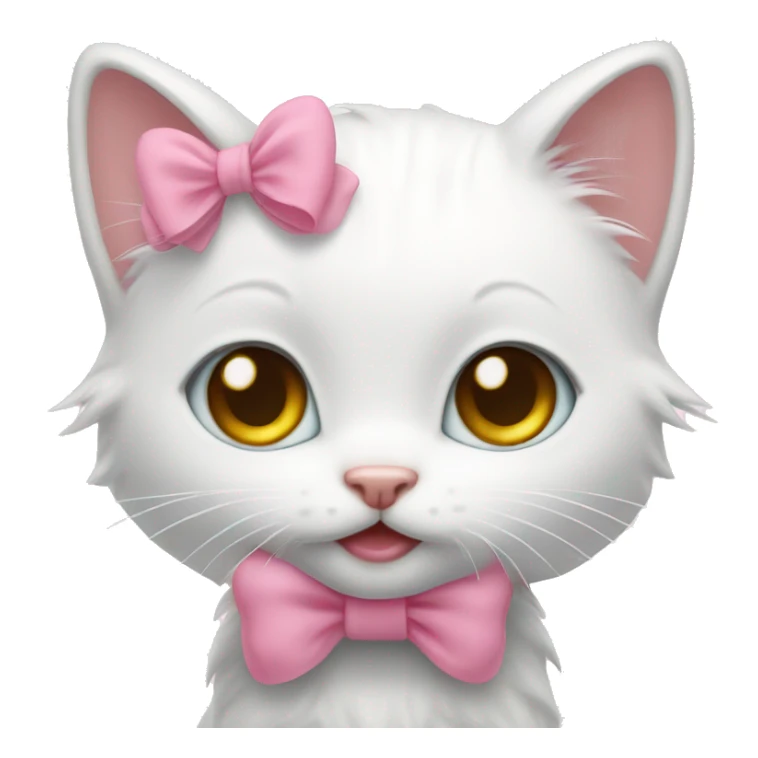 little cute white kitten with a pink bow  sticker
