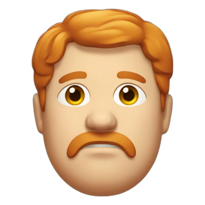 red hair fat man squinting eyes sticker