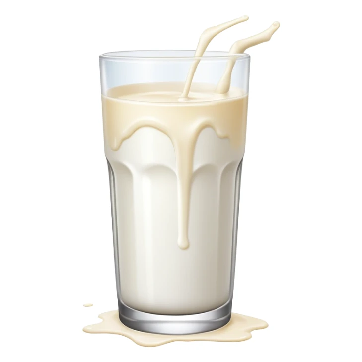 A glass of spilling overfilled milk sticker