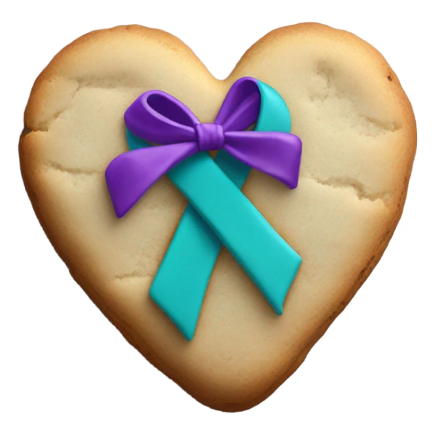 Purple teal Suicide awareness ribbon on heart cookie sticker