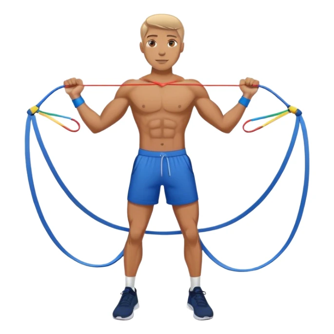 fit man with blue shorts resistance bands exercises sticker