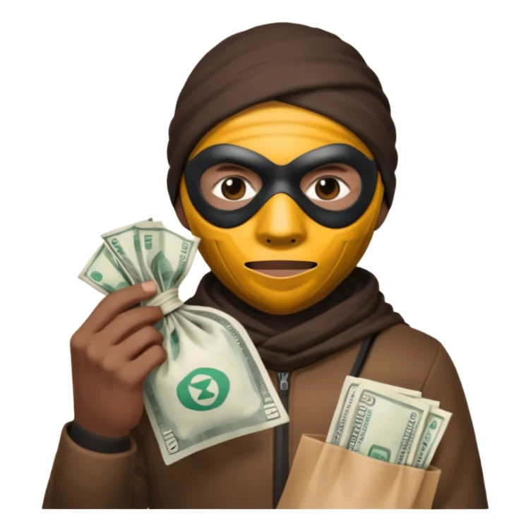 Ladrão com saco de dinheiro emoji eveito Mandela sticker