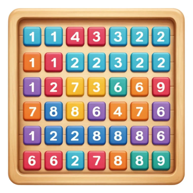 A square toy that can hold 4 internal squares across and 4 internal squares down, resulting in 16 spaces, with only 15 spaces filled with a square. Each internal square holds a number so that when moved around and lined up appropriately it lists the numbers 1 through 15 in order.  sticker