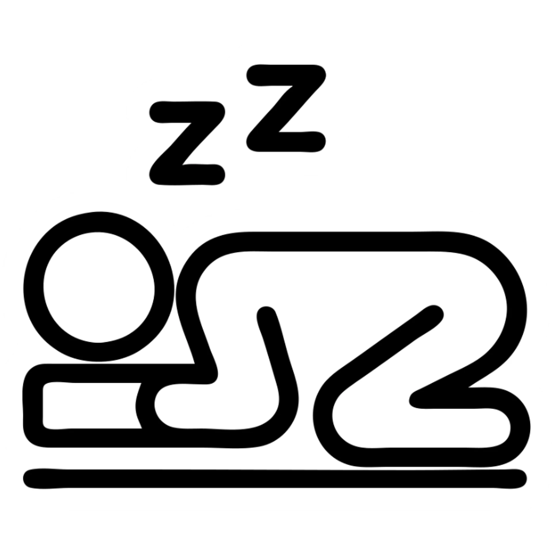 a stylized icon of someone sleeping sideways, clean outline, no fill sticker