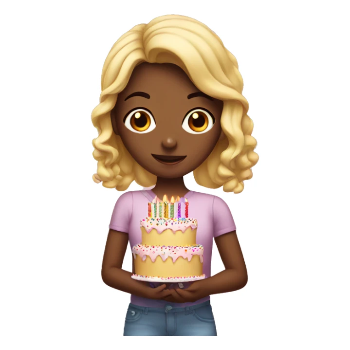 A girl holding a birthday cake with sprinkles  sticker