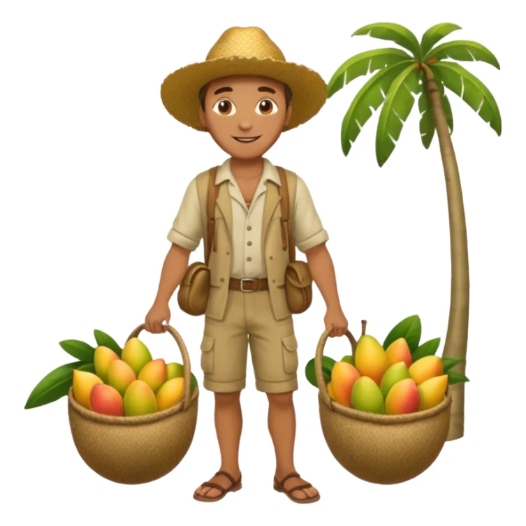 HOMBRE VENDEDOR DE MANGOS CUERPO COMPLETO CON ROPA DE CAMPO sticker