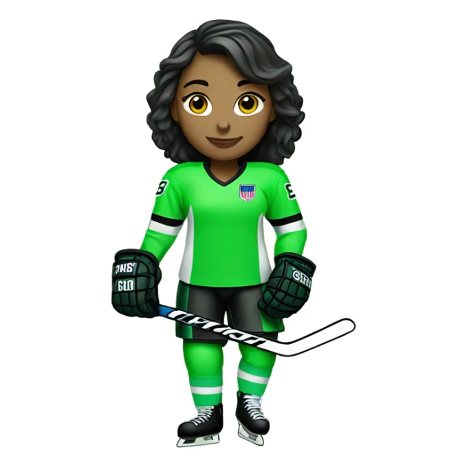 Girl ice Hockey player neon green sticker