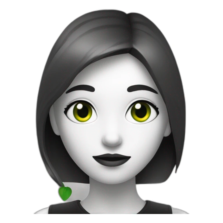 Une fille en noir et blanc juste avec des yeux verts sticker
