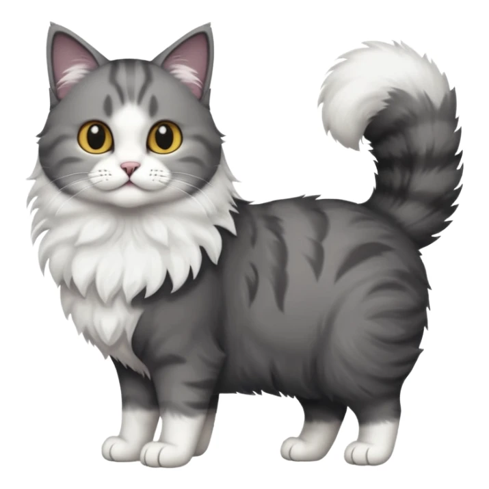 full body half dark grey and half white cat with white front legs sticker
