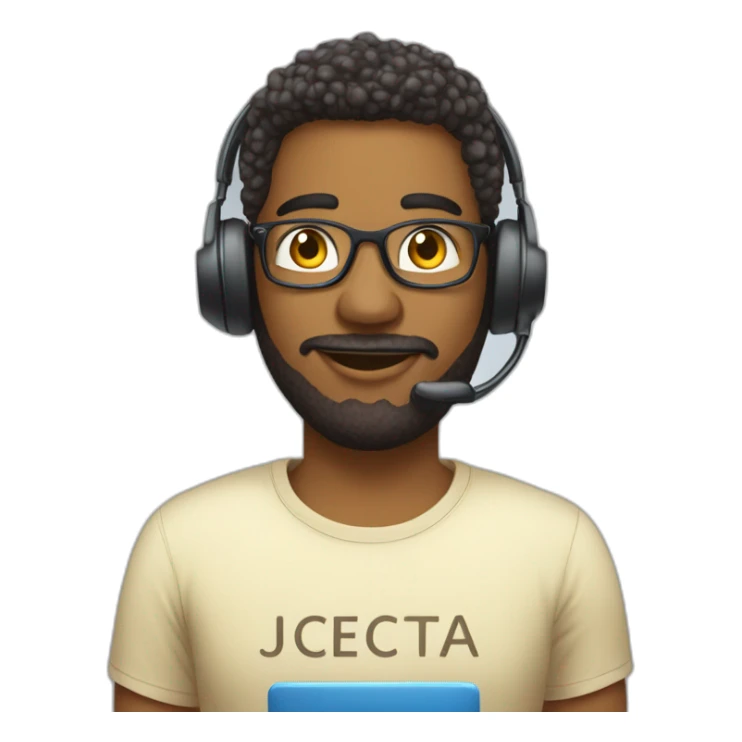 call center operator in a T-shirt with the inscription ONECTA sticker