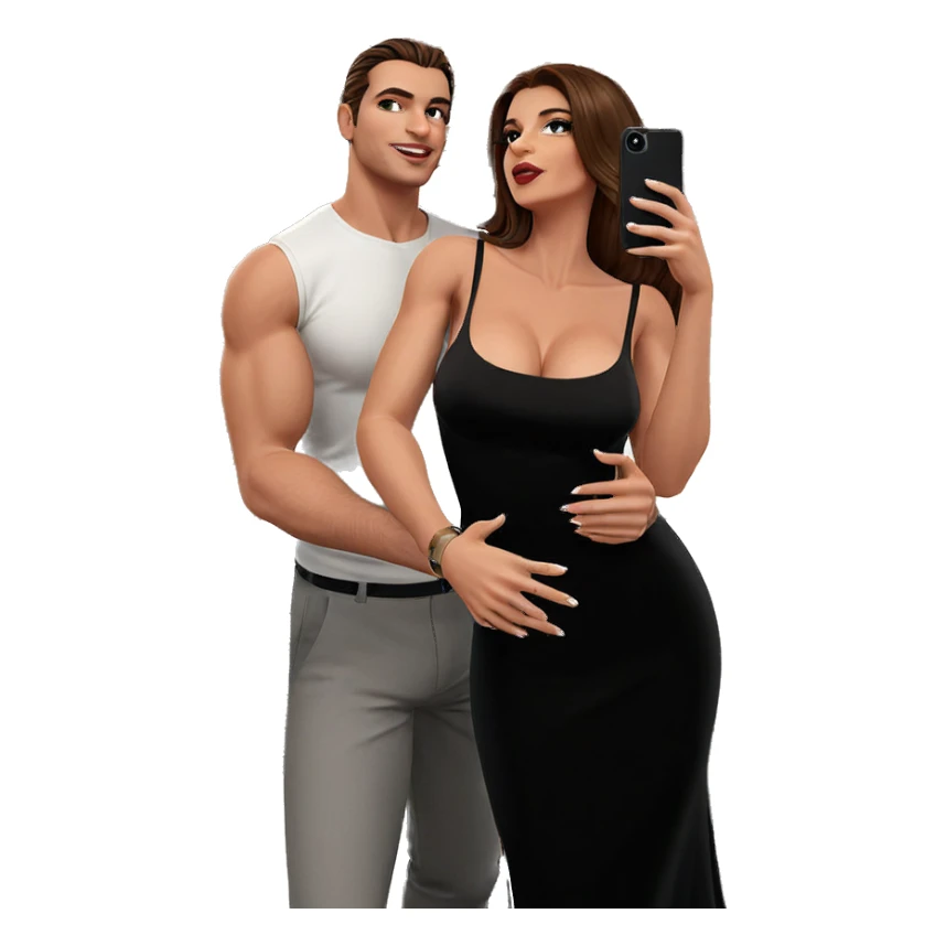 couple selfie in black dress sticker