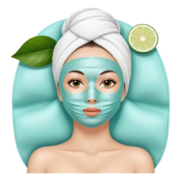 Lady with face mask spa beauty full face relaxing sticker