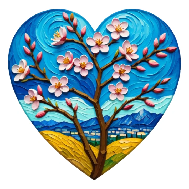 Vangogh almond blossom heart sticker