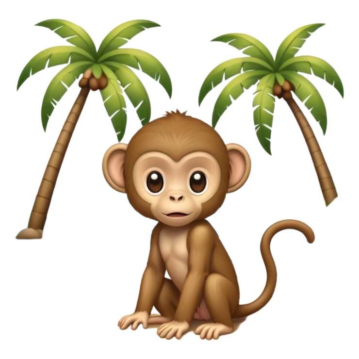 Baby monkey in the beach with palms and ocean  sticker