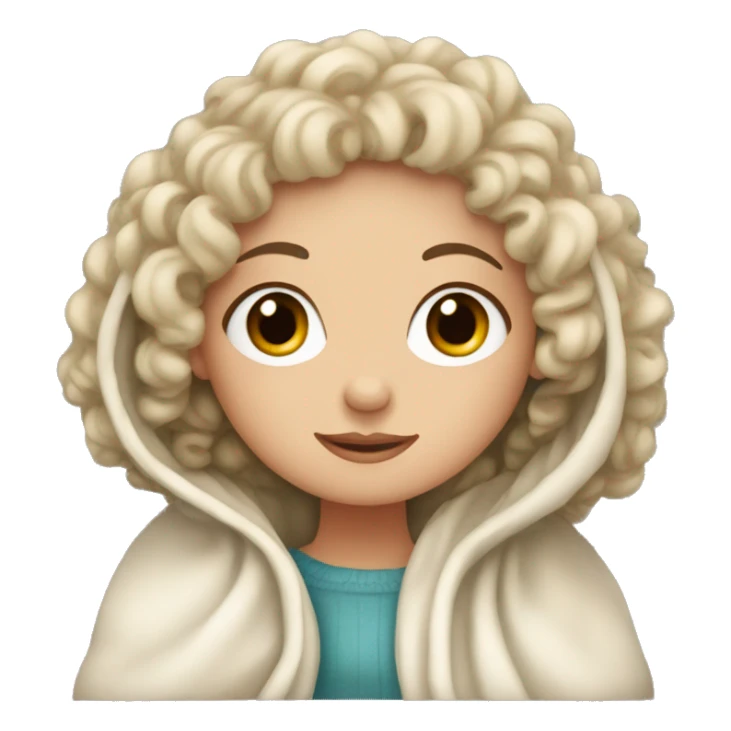 white girl with curly hair and blanket on sticker