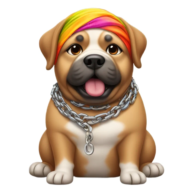 fat dog with a chain and a durag sticker