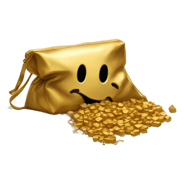 gold spilling out on bag on the ground sticker