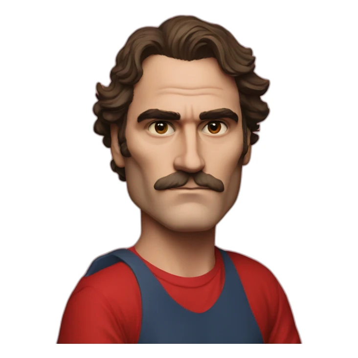joaquin phoenix with red t-shirt with nenno text sticker