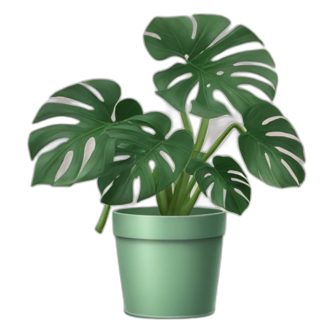 Monstera plant in a sage coloured pot sticker