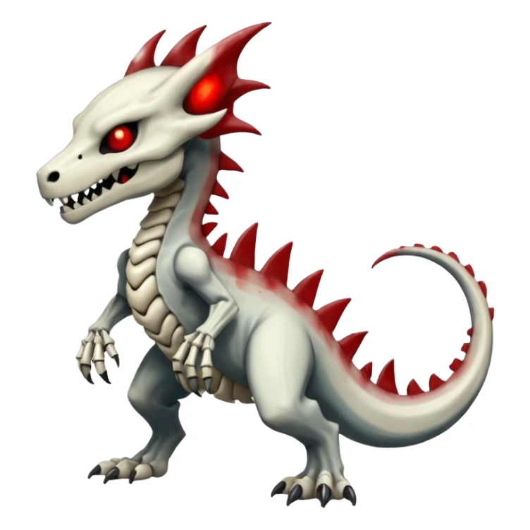 Shiny White Evil Glowing Eldritch Skeletal Creepy Edgy Badass Cool Marowak-Boneknapper-Salandit-Duskull-Darkdramon-fusion with bloody red markings sticker