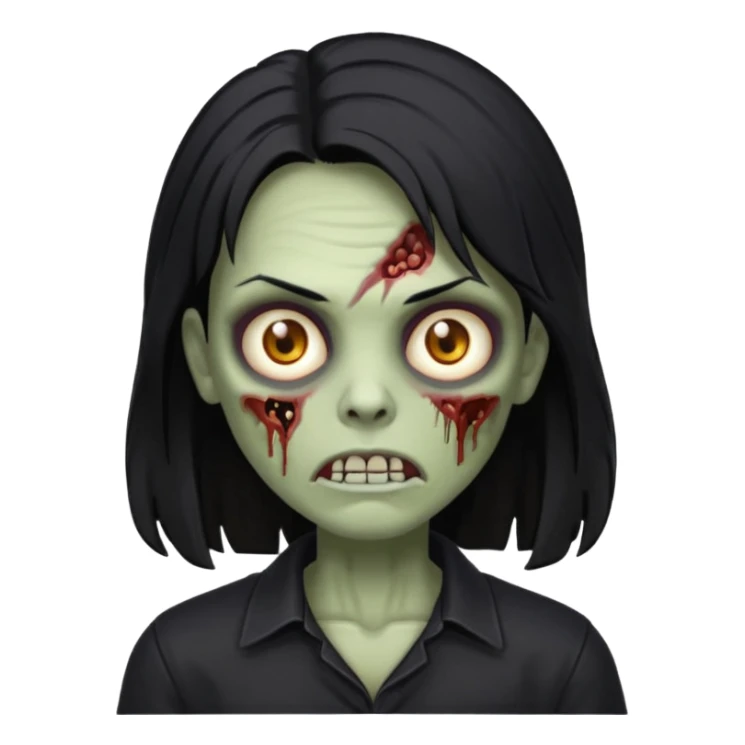 Zumbi com cabelo preto de tamanho médio e roupa preta  sticker