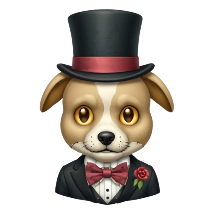zombie dog with bow tie and top hat sticker