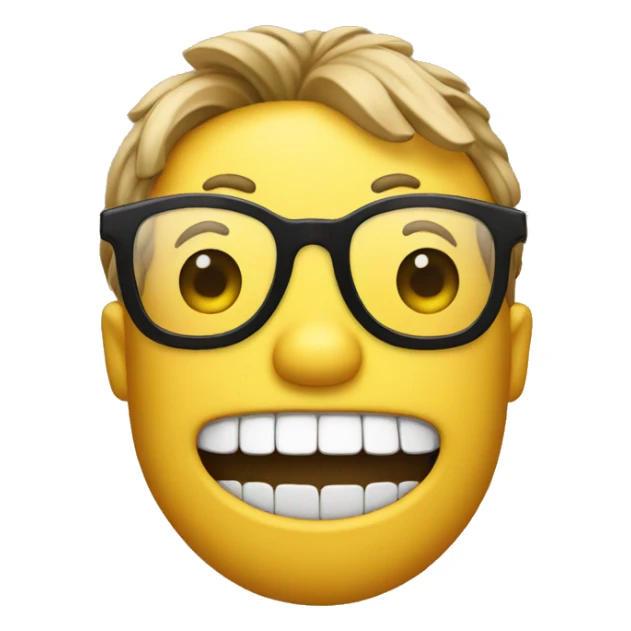 nerd emoji with buck teeth holding up their glasses sticker