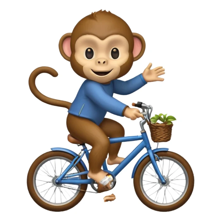 monkey pretending to ride bike but bike sticker