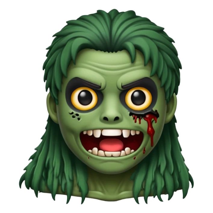 Emoji de zumbi de cabelo curto e preto, e regata de renda sticker
