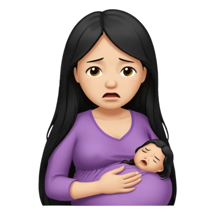 pregnant woman with long black hair crying sticker
