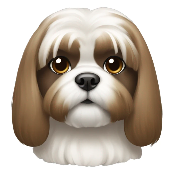 brown white shi tzu and girl with bangs brown hair sticker