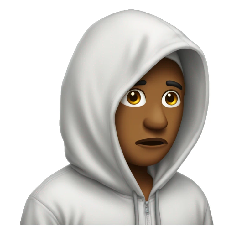 person with hoodie on looking sad sticker