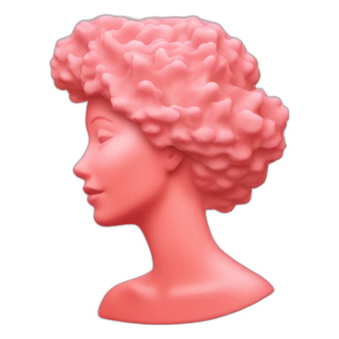 Pink coral cameo woman silhouette sticker