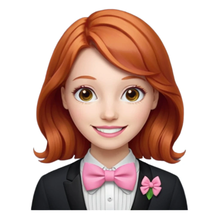 readhead woman with pink bowtie sticker
