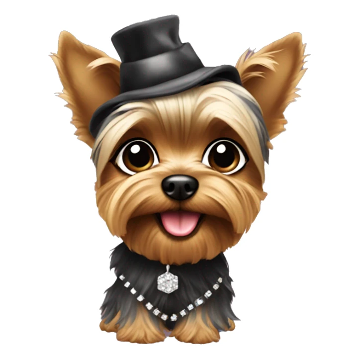 Cute Yorkie with glam clothing sticker