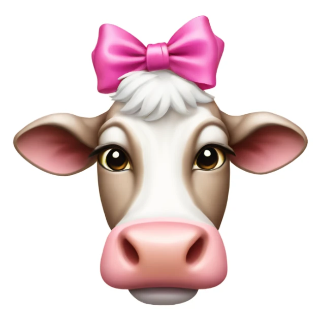 Cow wearing pink bow on head sticker
