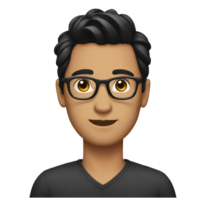 a guy with dark hair with high bun with glasses sticker