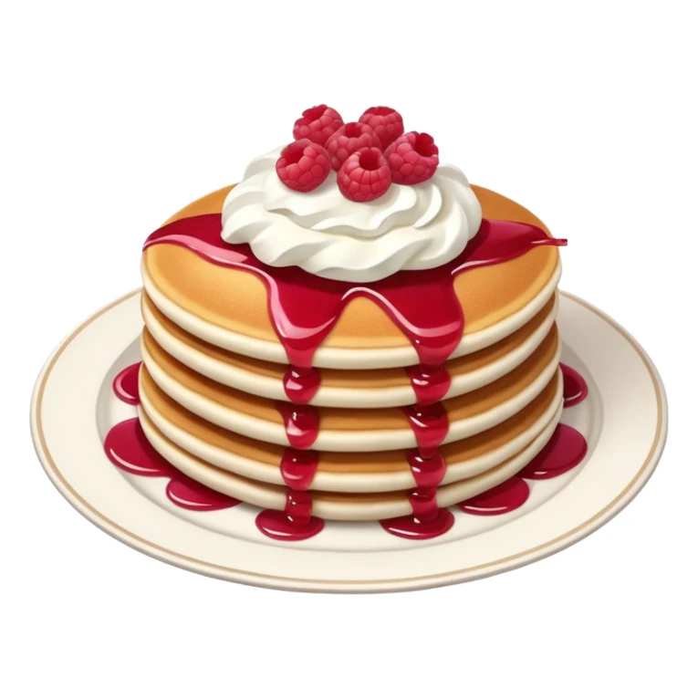 Raspberry and whip cream pancakes on plate  sticker
