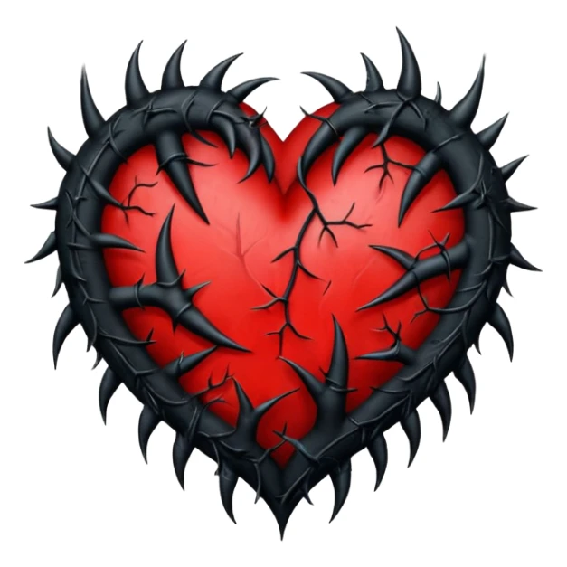 emo heart with full moon and dark thorns sticker