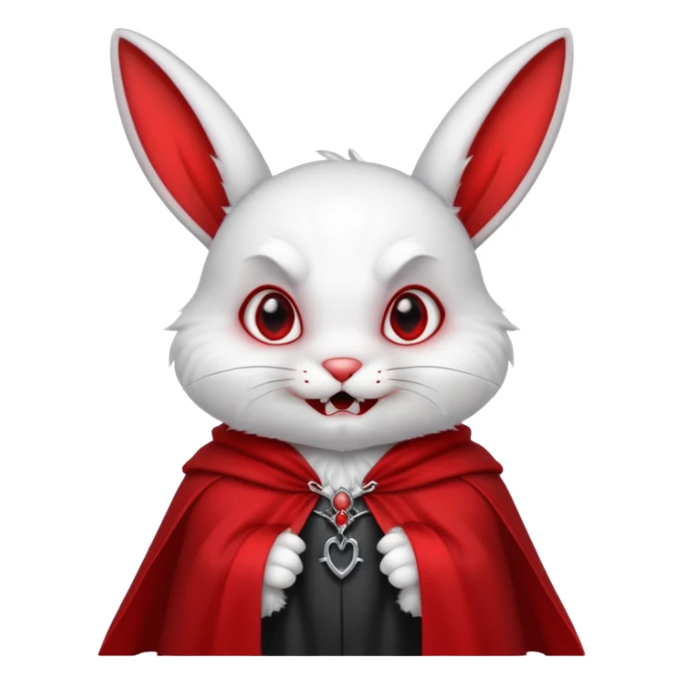 Vampire animal, bunny'  in red collar cloak, red eye, fangs sticker
