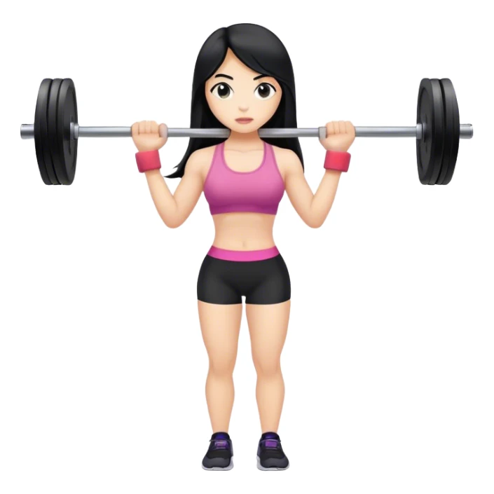 Girl with long black hair lifting weights  sticker
