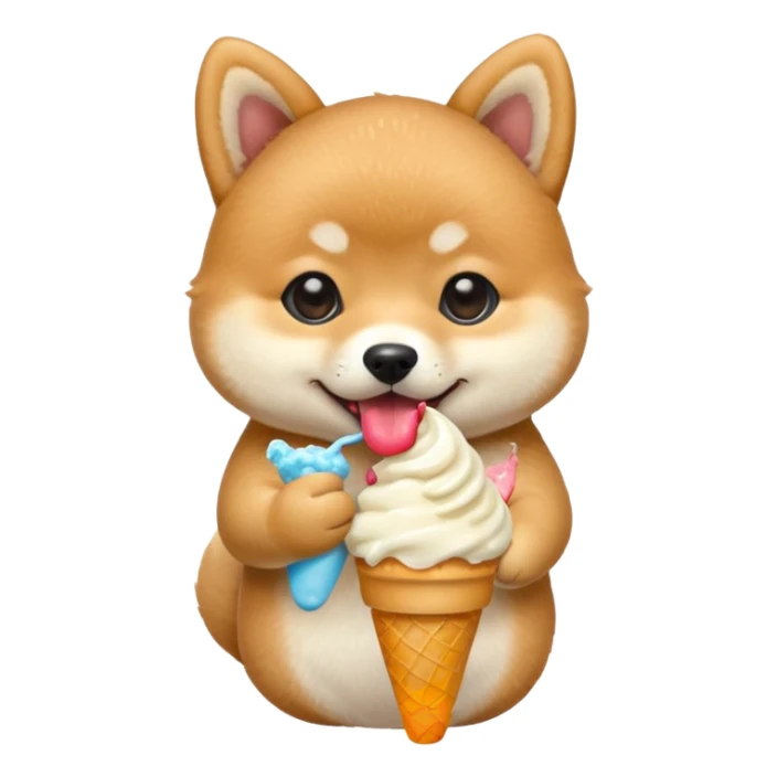 The baby shiba dog with icecream sticker