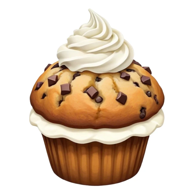 banana chocolate chip muffin with whip cream sticker