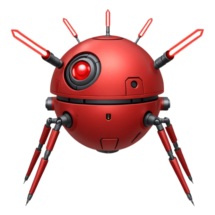 flying orb shaped futuristic targeting droid acquires target and paints with laser. sci-fi war. no propellers  sticker